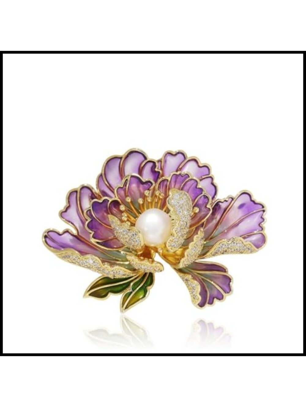 Peony Brooch Pin Cubic Zircon Pearl Enamel Lapel Pin Party Jewelry Gift
